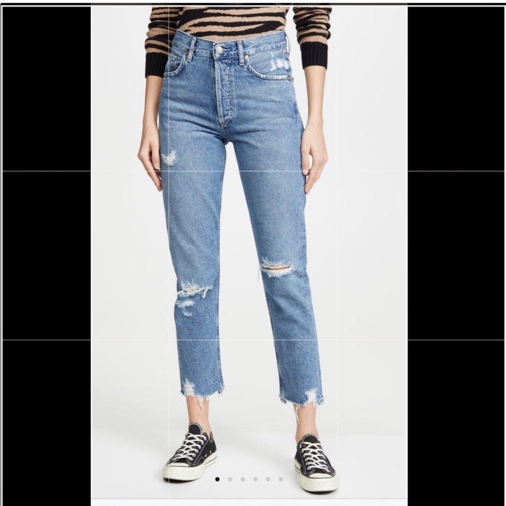 NWT AGOLDE Jamie Distressed High-Rise Classic Raw Hem. Size 28